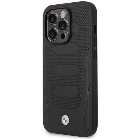 Etui BMW Leather Seats Pattern na iPhone 14 Pro Max - czarne Etui BMW Leather Seats Pattern na iPhone 14 Pro Max - czarne