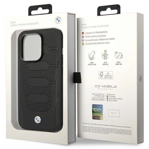 Etui BMW Leather Seats Pattern na iPhone 14 Pro Max - czarne Etui BMW Leather Seats Pattern na iPhone 14 Pro Max - czarne