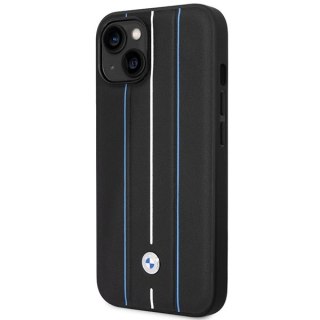 Etui BMW Leather Stamp Blue Lines na iPhone 14 - czarne