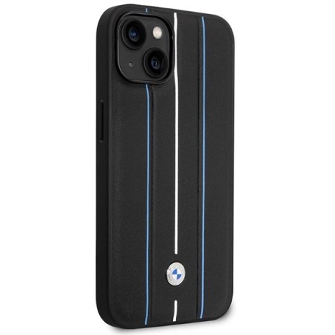 Etui BMW Leather Stamp Blue Lines na iPhone 14 - czarne