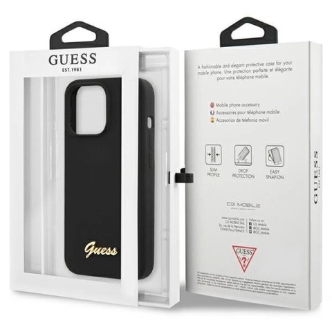 Etui Guess Silicone Script Gold Logo na iPhone 13 Pro Max - czarne