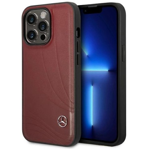 Etui Mercedes Leather Wave Patern na iPhone 14 Pro - czerwone Etui Mercedes Leather Wave Patern na iPhone 14 Pro - czerwone