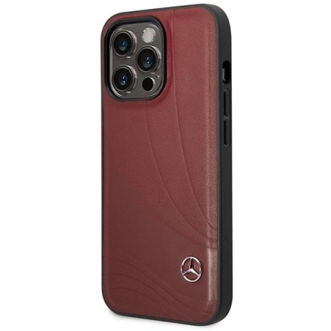 Etui Mercedes Leather Wave Patern na iPhone 14 Pro - czerwone Etui Mercedes Leather Wave Patern na iPhone 14 Pro - czerwone