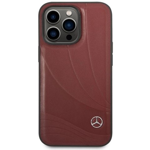Etui Mercedes Leather Wave Patern na iPhone 14 Pro - czerwone Etui Mercedes Leather Wave Patern na iPhone 14 Pro - czerwone