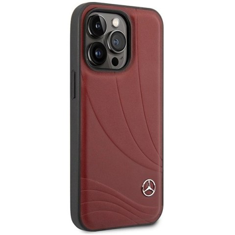 Etui Mercedes Leather Wave Patern na iPhone 14 Pro - czerwone Etui Mercedes Leather Wave Patern na iPhone 14 Pro - czerwone