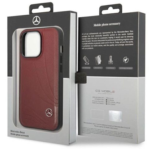 Etui Mercedes Leather Wave Patern na iPhone 14 Pro - czerwone Etui Mercedes Leather Wave Patern na iPhone 14 Pro - czerwone