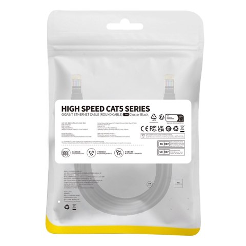 Kabel Ethernet Baseus High Speed Cat 5 RJ-45 1000Mb/s 3m okrągły - czarny Kabel Ethernet Baseus High Speed Cat 5 RJ-45 1000Mb/s 3m okrągły - czarny