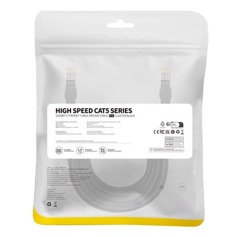 Kabel Ethernet Baseus High Speed Cat 5 RJ-45 1000Mb/s 8m okrągły - czarny Kabel Ethernet Baseus High Speed Cat 5 RJ-45 1000Mb/s 8m okrągły - czarny