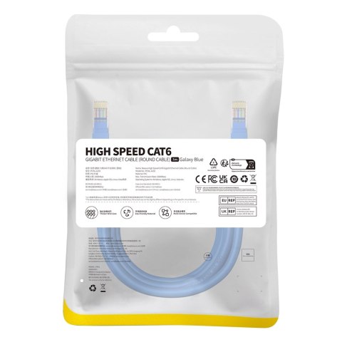 Kabel Ethernet Baseus High Speed Cat 6 RJ-45 1000Mb/s 3m okrągły - niebieski Kabel Ethernet Baseus High Speed Cat 6 RJ-45 1000Mb/s 3m okrągły - niebieski