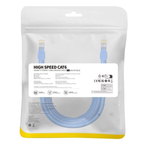 Kabel Ethernet Baseus High Speed Cat 6 RJ-45 1000Mb/s 5m okrągły - niebieski Kabel Ethernet Baseus High Speed Cat 6 RJ-45 1000Mb/s 5m okrągły - niebieski