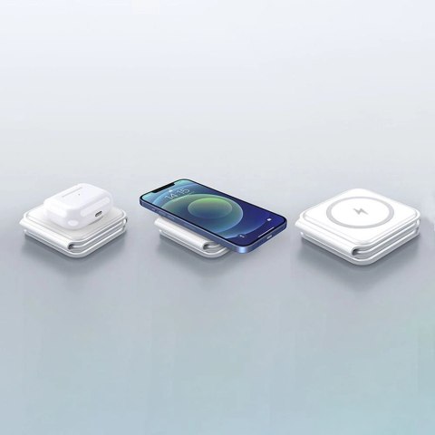 Ładowarka indukcyjna 3w1 Dudao A11N 15W - biała + kabel USB-C / USB-C Ładowarka indukcyjna 3w1 Dudao A11N 15W - biała + kabel USB-C / USB-C