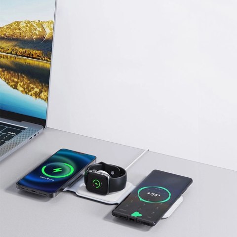 Ładowarka indukcyjna 3w1 Dudao A11N 15W - biała + kabel USB-C / USB-C Ładowarka indukcyjna 3w1 Dudao A11N 15W - biała + kabel USB-C / USB-C