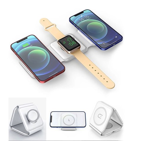Ładowarka indukcyjna 3w1 Dudao A11N 15W - biała + kabel USB-C / USB-C Ładowarka indukcyjna 3w1 Dudao A11N 15W - biała + kabel USB-C / USB-C