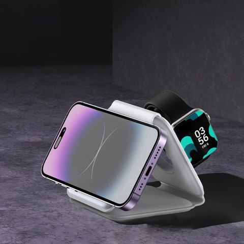 Ładowarka indukcyjna 3w1 Dudao A11N 15W - biała + kabel USB-C / USB-C Ładowarka indukcyjna 3w1 Dudao A11N 15W - biała + kabel USB-C / USB-C