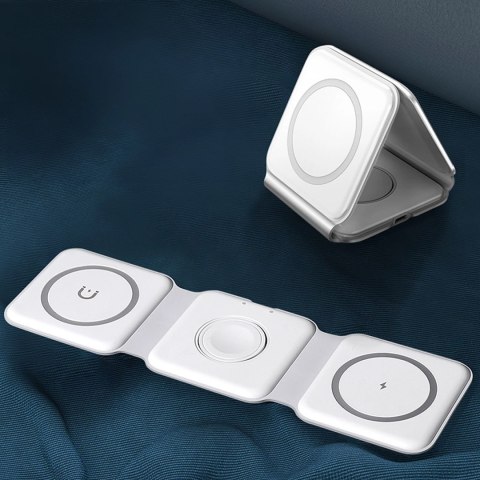 Ładowarka indukcyjna 3w1 Dudao A11N 15W - biała + kabel USB-C / USB-C Ładowarka indukcyjna 3w1 Dudao A11N 15W - biała + kabel USB-C / USB-C