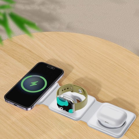 Ładowarka indukcyjna 3w1 Dudao A11N 15W - biała + kabel USB-C / USB-C Ładowarka indukcyjna 3w1 Dudao A11N 15W - biała + kabel USB-C / USB-C