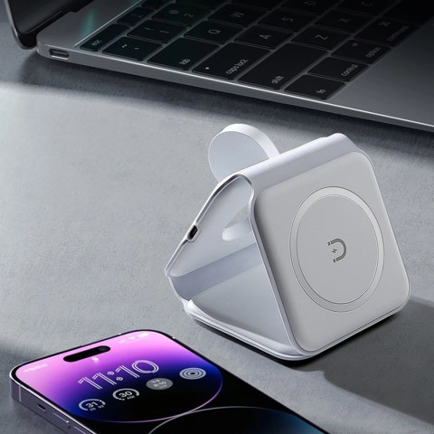 Ładowarka indukcyjna 3w1 Dudao A11N 15W - biała + kabel USB-C / USB-C Ładowarka indukcyjna 3w1 Dudao A11N 15W - biała + kabel USB-C / USB-C