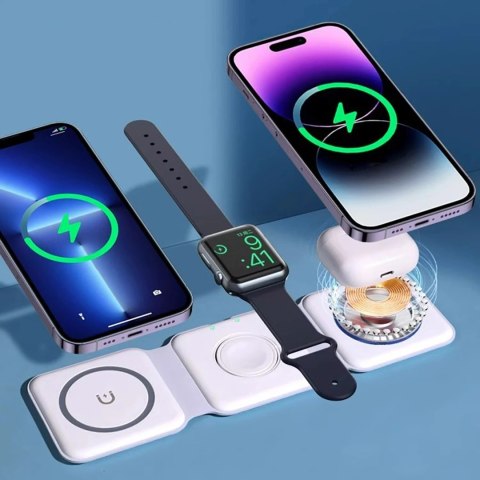 Ładowarka indukcyjna 3w1 Dudao A11N 15W - biała + kabel USB-C / USB-C Ładowarka indukcyjna 3w1 Dudao A11N 15W - biała + kabel USB-C / USB-C