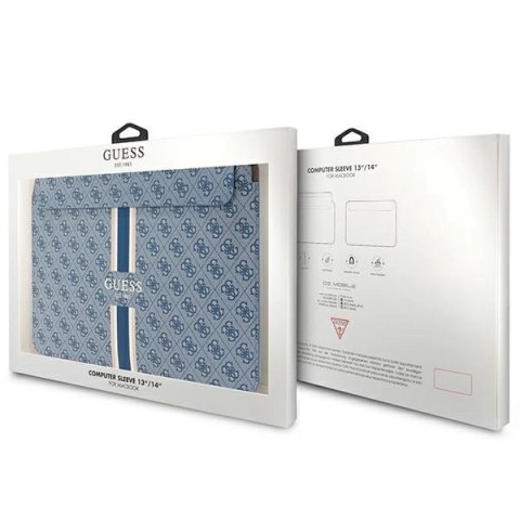 Pokrowiec Guess 4G Printed Stripes na laptopa 14" - niebieski