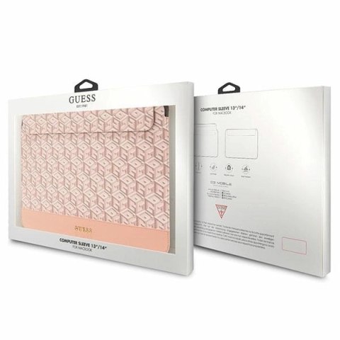Pokrowiec Guess GCube Stripes na laptopa 14" - różowy