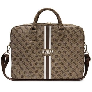 Torba Guess 4G Printed Stripes na laptopa 16" - brązowa