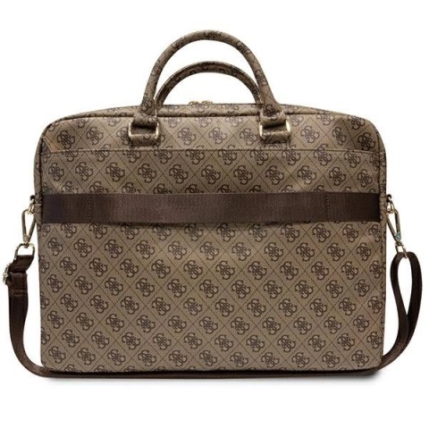 Torba Guess 4G Printed Stripes na laptopa 16" - brązowa