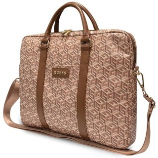 Torba Guess GCube Stripes na laptopa 16" - brązowa