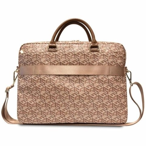 Torba Guess GCube Stripes na laptopa 16" - brązowa