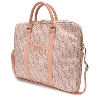 Torba Guess GCube Stripes na laptopa 16" - różowa