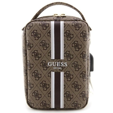 Torba organizer Guess 4G Printed Stripes - brązowa
