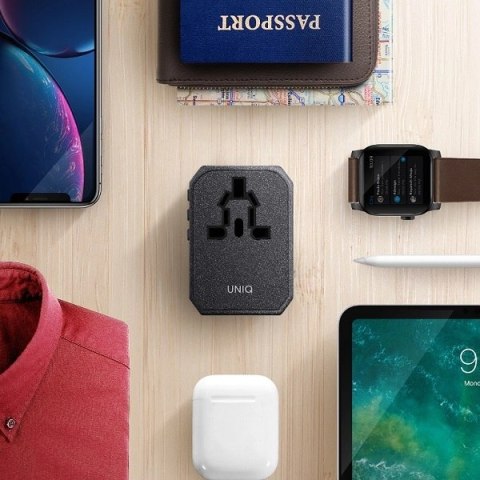Adapter podróżny UNIQ Voyage LITHOS Collective 33W 2xUSB PD 18W QC 3.0 - szary Adapter podróżny UNIQ Voyage LITHOS Collective 33W 2xUSB PD 18W QC 3.0 - szary
