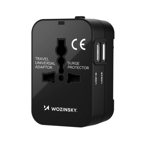 Adapter podróżny Wozinsky WUTWC uniwersalny 24W UE / US / AUS / UK / 2x USB-A - czarny Adapter podróżny Wozinsky WUTWC uniwersalny 24W UE / US / AUS / UK / 2x USB-A - czarny