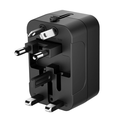 Adapter podróżny Wozinsky WUTWC uniwersalny 24W UE / US / AUS / UK / 2x USB-A - czarny Adapter podróżny Wozinsky WUTWC uniwersalny 24W UE / US / AUS / UK / 2x USB-A - czarny