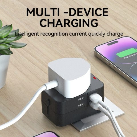 Adapter podróżny Wozinsky WUTWC uniwersalny 24W UE / US / AUS / UK / 2x USB-A - czarny Adapter podróżny Wozinsky WUTWC uniwersalny 24W UE / US / AUS / UK / 2x USB-A - czarny
