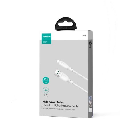 Kabel Joyroom Multi-Color Series S-A34 USB-A / Lightning 3A 1m - biały Kabel Joyroom Multi-Color Series S-A34 USB-A / Lightning 3A 1m - biały