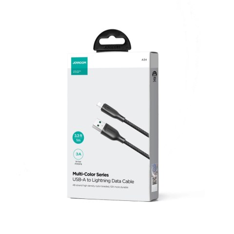 Kabel Joyroom Multi-Color Series S-A34 USB-A / Lightning 3A 1m - czarny Kabel Joyroom Multi-Color Series S-A34 USB-A / Lightning 3A 1m - czarny