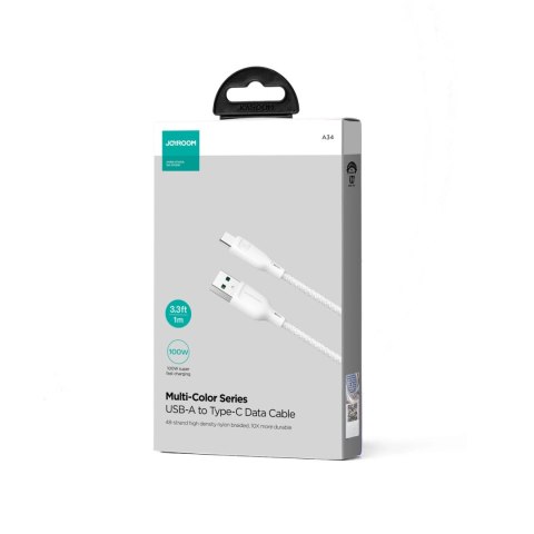Kabel Joyroom Multi-Color Series S-A34 USB-A / USB-C 100W 1m - biały Kabel Joyroom Multi-Color Series S-A34 USB-A / USB-C 100W 1m - biały