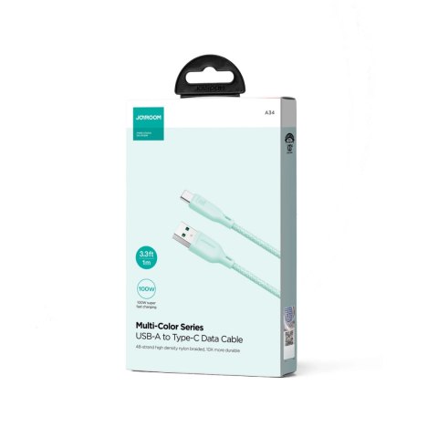 Kabel Joyroom Multi-Color Series S-A34 USB-A / USB-C 100W 1m - zielony Kabel Joyroom Multi-Color Series S-A34 USB-A / USB-C 100W 1m - zielony