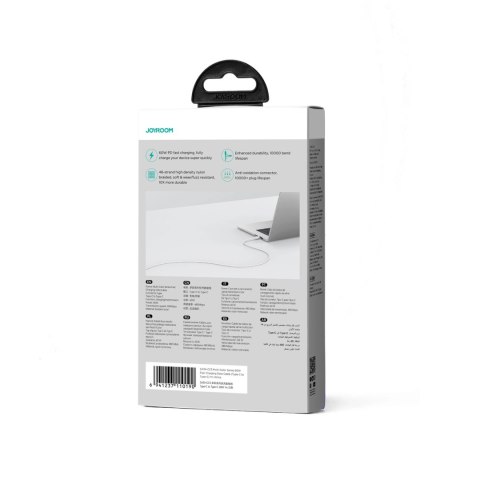 Kabel Joyroom Multi-Color Series S-A34 USB-C / USB-C PD 60W 1m - biały Kabel Joyroom Multi-Color Series S-A34 USB-C / USB-C PD 60W 1m - biały