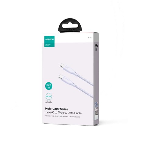 Kabel Joyroom Multi-Color Series S-A34 USB-C / USB-C PD 60W 1m - fioletowy Kabel Joyroom Multi-Color Series S-A34 USB-C / USB-C PD 60W 1m - fioletowy