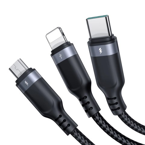 Kabel Joyroom Multi-Use Series S-A18 3w1 USB-A - Lightning / USB-C / micro USB 0.3m - czarny Kabel Joyroom Multi-Use Series S-A18 3w1 USB-A - Lightning / USB-C / micro USB 0.3m - czarny