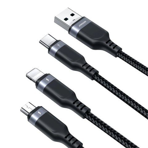 Kabel Joyroom Multi-Use Series S-A18 3w1 USB-A - Lightning / USB-C / micro USB 0.3m - czarny Kabel Joyroom Multi-Use Series S-A18 3w1 USB-A - Lightning / USB-C / micro USB 0.3m - czarny