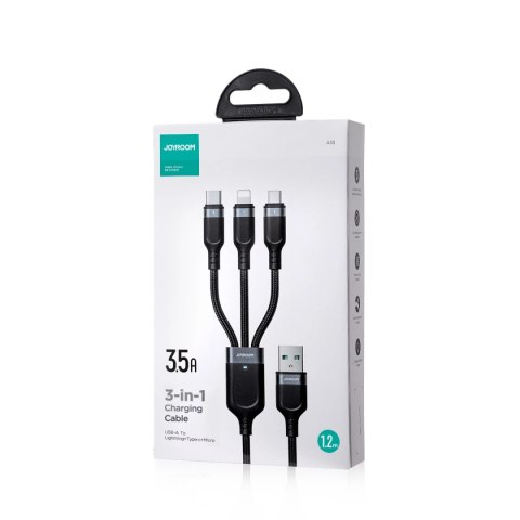 Kabel Joyroom Multi-Use Series S-A18 3w1 USB-A - Lightning / USB-C / micro USB 1.2m - czarny Kabel Joyroom Multi-Use Series S-A18 3w1 USB-A - Lightning / USB-C / micro USB 1.2m - czarny