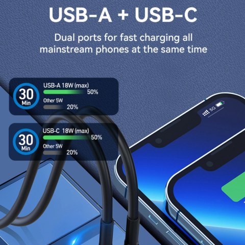 Ładowarka samochodowa Wozinsky WDCCAC USB-C USB-A 36W - czarna Ładowarka samochodowa Wozinsky WDCCAC USB-C USB-A 36W - czarna