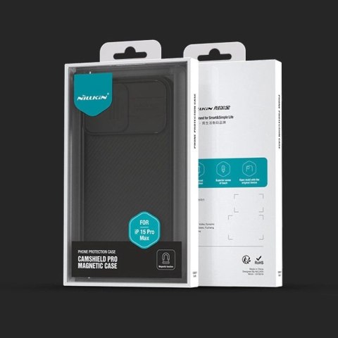 Pancerne etui Nillkin CamShield Pro Magnetic Case do iPhone 15 Plus z osłoną na aparat - czarne Pancerne etui Nillkin CamShield Pro Magnetic Case do iPhone 15 Plus z osłoną na aparat - czarne