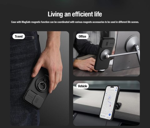 Pancerne etui Nillkin CamShield Pro Magnetic Case do iPhone 15 Pro Max z osłoną na aparat - fioletowe Pancerne etui Nillkin CamShield Pro Magnetic Case do iPhone 15 Pro Max z osłoną na aparat - fioletowe