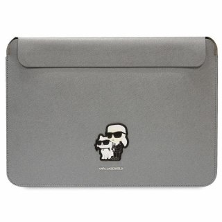 Pokrowiec Karl Lagerfeld Saffiano Karl&Choupette na laptopa 14" - srebrny