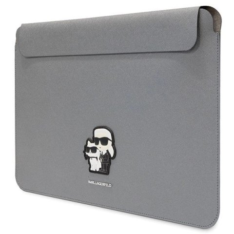 Pokrowiec Karl Lagerfeld Saffiano Karl&Choupette na laptopa 14" - srebrny Pokrowiec Karl Lagerfeld Saffiano Karl&Choupette na laptopa 14" - srebrny