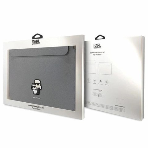 Pokrowiec Karl Lagerfeld Saffiano Karl&Choupette na laptopa 16" - srebrny Pokrowiec Karl Lagerfeld Saffiano Karl&Choupette na laptopa 16" - srebrny