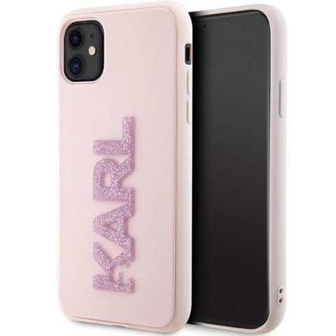 Etui Karl Lagerfeld 3D Rubber Glitter Logo na iPhone 11 / Xr - różowe Etui Karl Lagerfeld 3D Rubber Glitter Logo na iPhone 11 / Xr - różowe